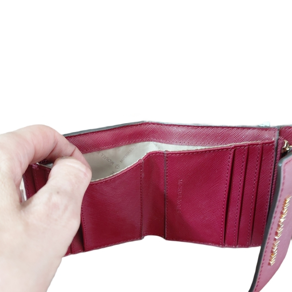 Michael Kors Wallet Small Burgundy Saffiano Leather Tri-fold - Picture 6 of 10